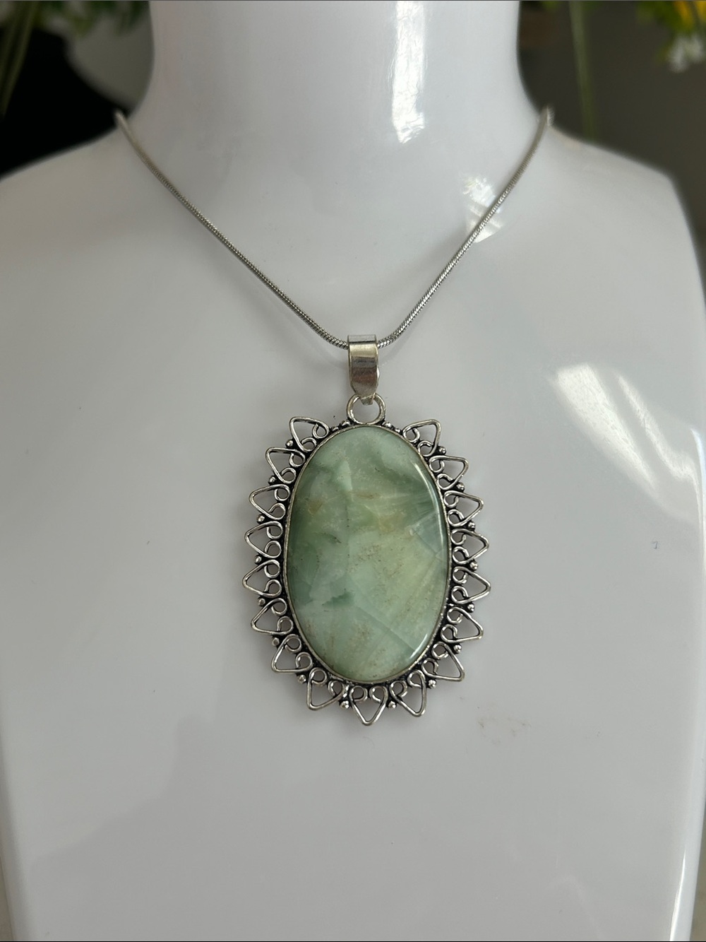 Hemimorphite Larimar Gemstone Ethnic Handmade Pendant Necklace